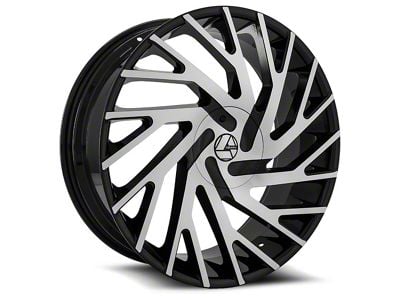 Azara AZA-505 Gloss Black and Machined Wheel; 22x9.5; 15mm Offset (20-24 Jeep Gladiator JT)