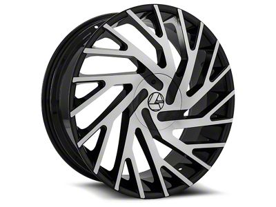 Azara AZA-505 Gloss Black and Machined Wheel; 24x9; 18mm Offset (20-24 Jeep Gladiator JT)