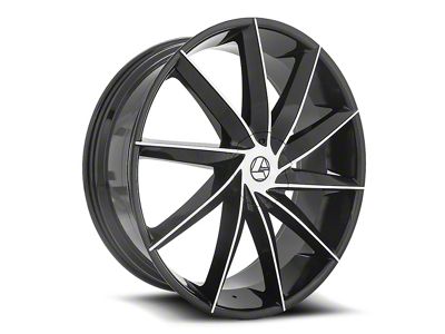 Azara AZA-506 Gloss Black and Machined Wheel; 22x9.5; 15mm Offset (20-24 Jeep Gladiator JT)