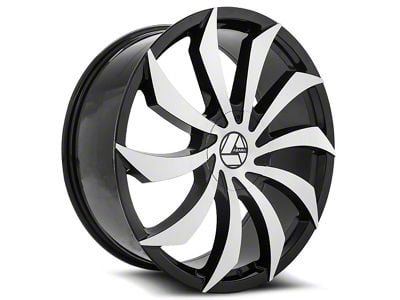 Azara AZA-507 Gloss Black and Machined Wheel; 22x9.5; 15mm Offset (20-24 Jeep Gladiator JT)