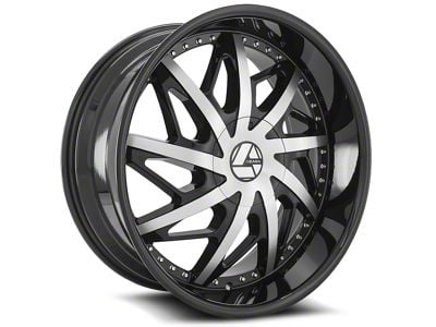 Azara AZA-510 Gloss Black and Machined Wheel; 22x9.5; 15mm Offset (20-24 Jeep Gladiator JT)