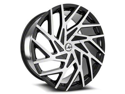 Azara AZA-518 Gloss Black and Machined Wheel; 22x9.5; 15mm Offset (20-24 Jeep Gladiator JT)