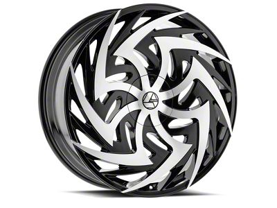 Azara AZA-520 Gloss Black and Machined Wheel; 22x9.5; 15mm Offset (20-24 Jeep Gladiator JT)