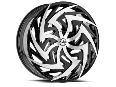 Azara AZA-520 Gloss Black and Machined Wheel; 22x9.5; 15mm Offset (18-24 Jeep Wrangler JL)