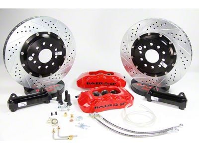 Baer Pro+ Rear Big Brake Kit with 14-Inch Rotors; Red Calipers (07-18 Jeep Wrangler JK w/ Currie G2 Rear Housing)