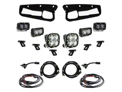 Baja Designs S2 SAE Pro LED Fog Light Pocket Kit with Upfitter Switch Harness; Amber (21-24 Bronco w/ Modular Front Bumper)