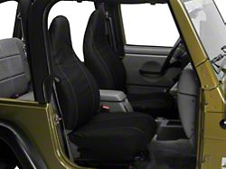 Barricade Custom Front Seat Covers with Pockets; Black (97-02 Jeep Wrangler TJ)
