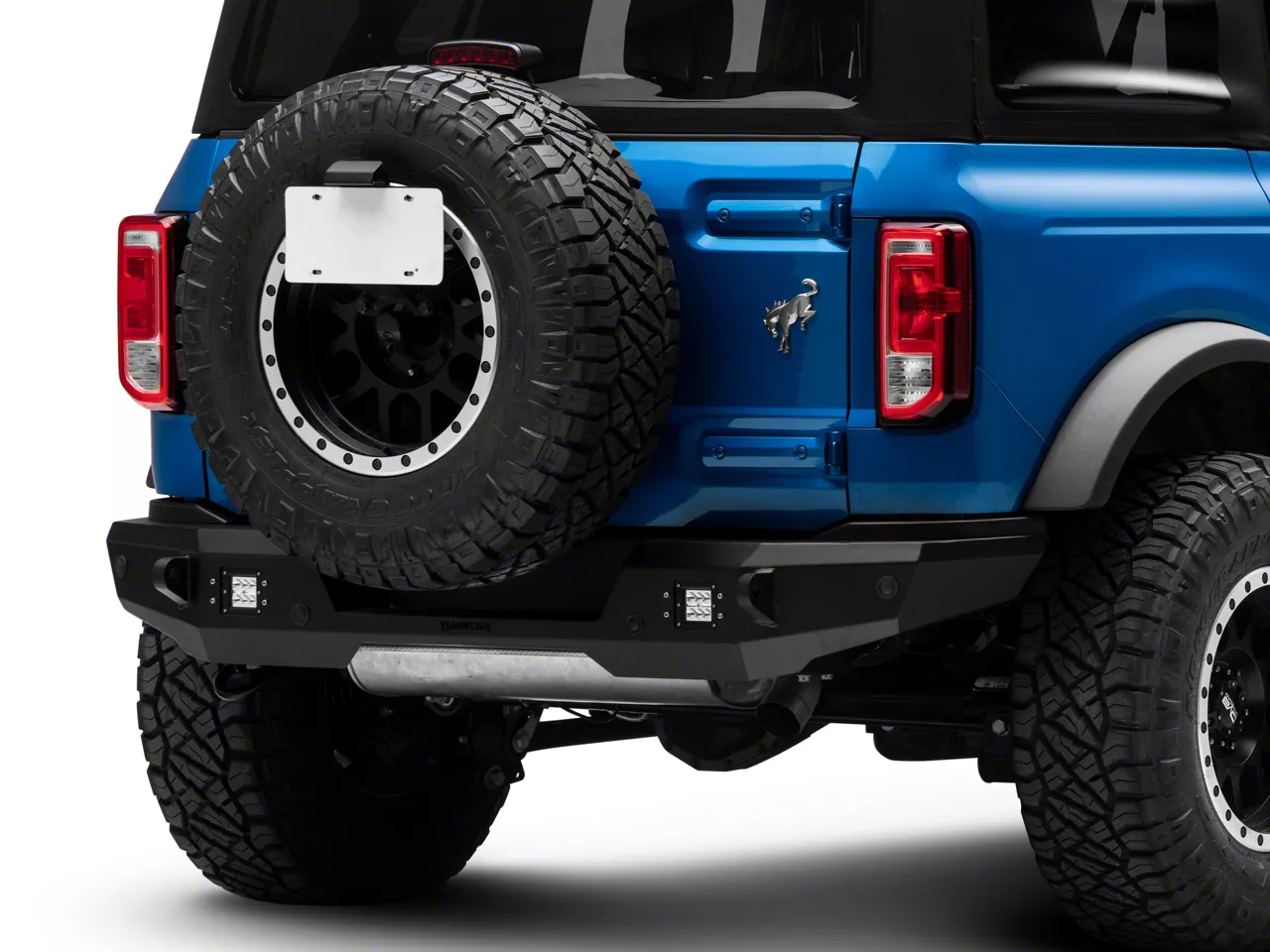 Barricade Bronco HD Plate Style Full Width Rear Bumper with LED Fog ...