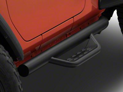 Barricade Tubular Drop Steps; Fine Textured Black (18-24 Jeep Wrangler JL 2-Door)