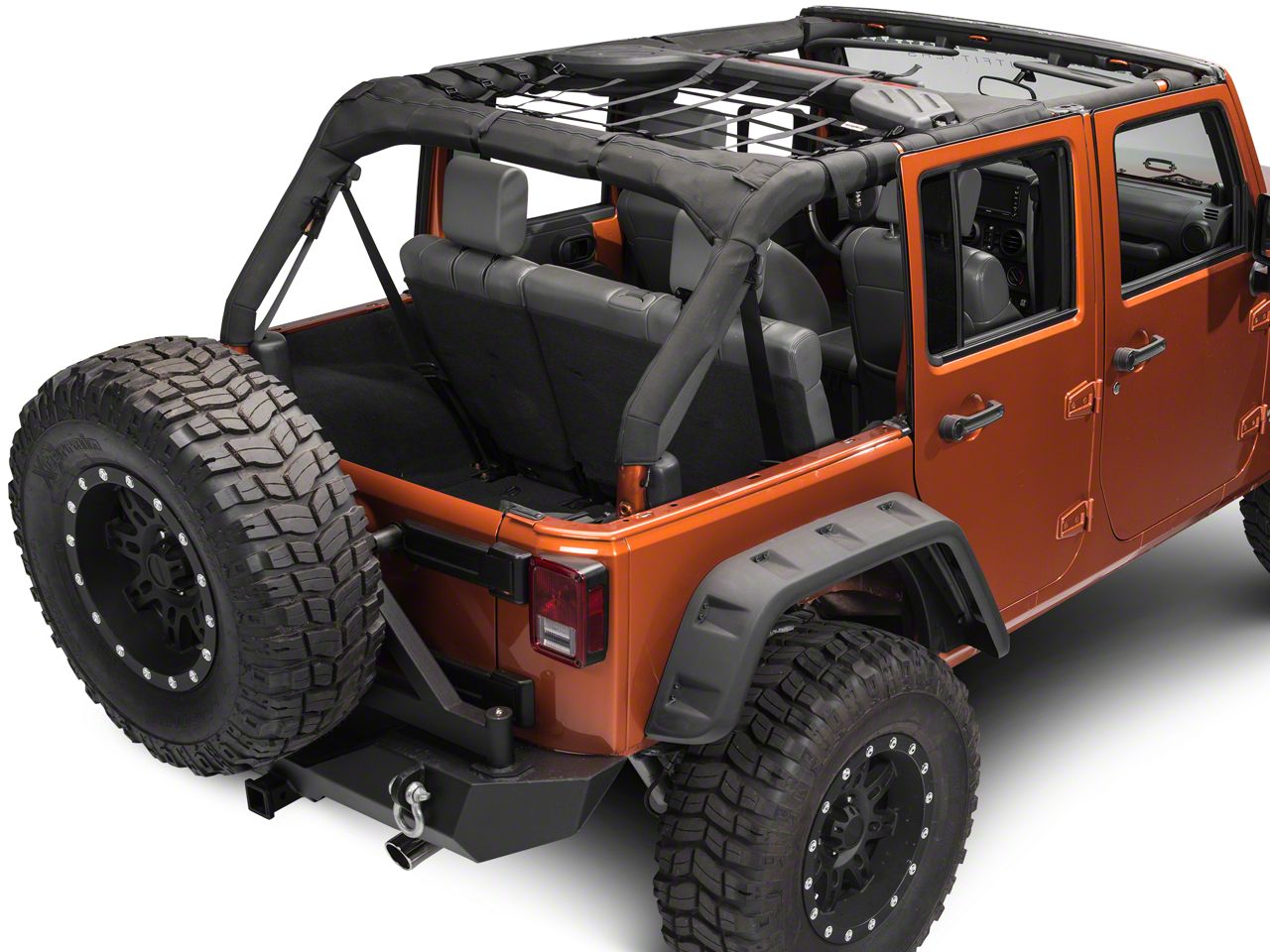 Steinjager Jeep Wrangler Rear Teddy Top Premium Cargo Net; Black J0046253  (07-18 Jeep Wrangler JK 4-Door) - Free Shipping