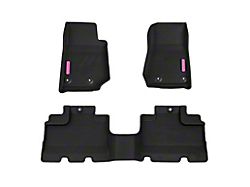 BaseLayer Custom-Fit All Weather Front and Rear Floor Liners with Pink Logo; Black (14-18 Jeep Wrangler JK)