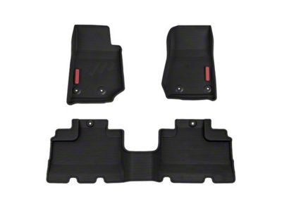 BaseLayer Custom-Fit All Weather Front and Rear Floor Liners with Red Logo; Black (14-18 Jeep Wrangler JK)