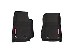BaseLayer Custom-Fit All Weather Front Floor Liners with Pink Logo; Black (14-18 Jeep Wrangler JK)