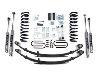 BDS 3-Inch Coil Spring Suspension Lift Kit with Rear Leaf Springs and NX2 Nitro Shocks (84-01 4WD Jeep Cherokee XJ w/ Chrysler 8.25-Inch Rear Axle)