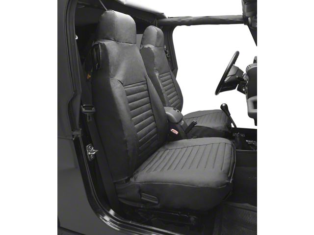 Bestop Front High-Back Seat Covers; Charcoal/Gray (97-02 Jeep Wrangler TJ)