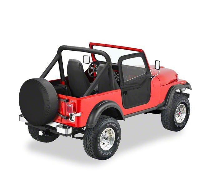 Smittybilt Jeep Wrangler Soft Top Upper Door Skin w/ Frame - Denim Gray  J107210 (87-95 Jeep Wrangler YJ)