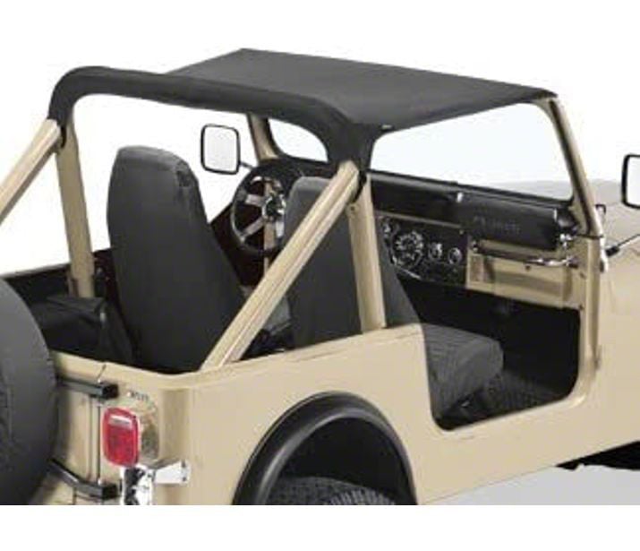 Bestop Jeep Wrangler Traditional Bikini Top; Black 52508-01 (76-91 Jeep CJ7  u0026 Wrangler YJ)