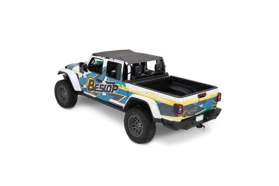 Bestop Header Extended Safari Style Bikini Top; Black Diamond (20-24 Jeep  Gladiator JT)