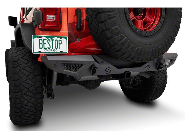 Bestop HighRock 4x4 Granite Series Rear Bumper; Matte Black (18-24 Jeep Wrangler JL)