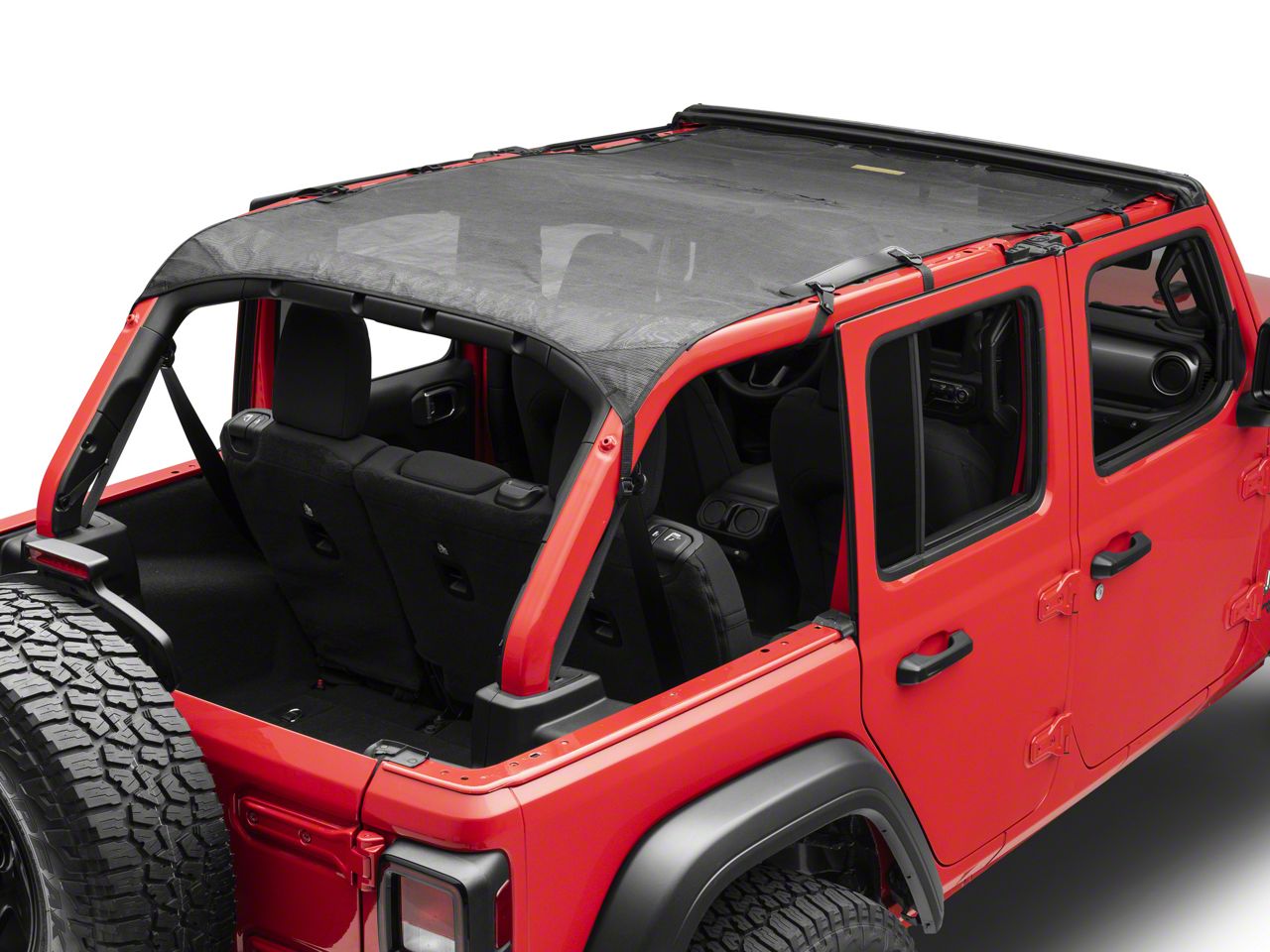 Bestop Jeep Wrangler Sun Extended Safari-Style Bikini Top; Black Mesh  52411-11 (18-24 Jeep Wrangler JL 4-Door) - Free Shipping