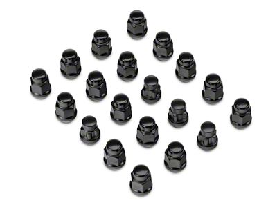 Black Acorn Lug Nut Kit; 1/2-Inch x 20; Set of 20 (07-18 Jeep Wrangler JK)