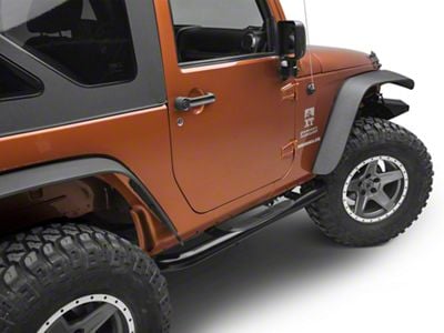 3-Inch Round Side Step Bars; Black (07-18 Jeep Wrangler JK 2-Door)