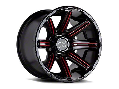 Black Rhino Rampage Gloss Black with Red Inner Lip 6-Lug Wheel; 20x12; -44mm Offset (03-09 4Runner)