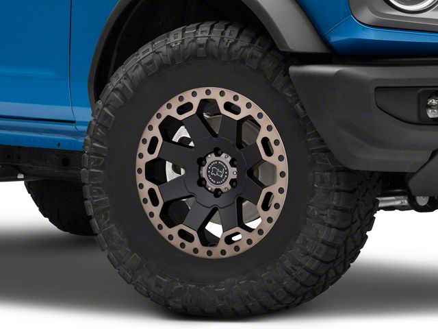 Black Rhino Warlord Matte Black with Machined Dark Tint Lip 6-Lug Wheel; 17x9; -12mm Offset (21-24 Bronco, Excluding Raptor)