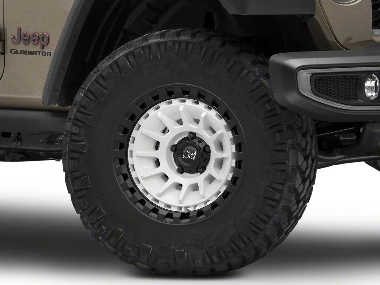 Black Rhino Jeep Gladiator Barrage Gloss White on Matte Black Wheel ...