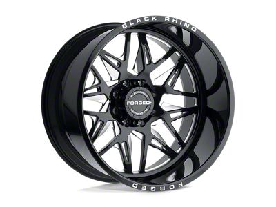 Black Rhino Twister Gloss Black with Milled Spokes Wheel; Left Directional; 22x14 (20-24 Jeep Gladiator JT)