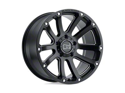 Black Rhino Highland Matte Black with Milled Spokes Wheel; 17x9.5; -12mm Offset (99-04 Jeep Grand Cherokee WJ)