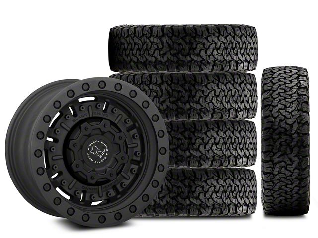 17x9.5 Black Rhino Abrams & 33in BF Goodrich All-Terrain T/A KO Tire Package; Set of 5 (07-18 Jeep Wrangler JK)