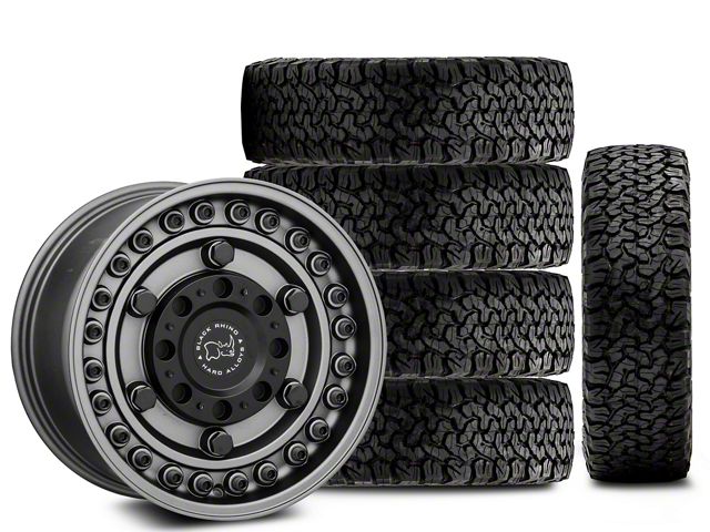 17x9 Black Rhino Armory & 34in BF Goodrich All-Terrain T/A KO Tire Package; Set of 5 (18-24 Jeep Wrangler JL)