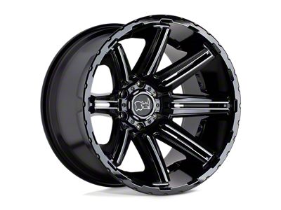 Black Rhino Rampage Gloss Black with Mirror Cut Face and Translucent Clear Wheel; 20x12; -44mm Offset (18-24 Jeep Wrangler JL)