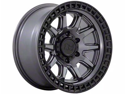 Black Rhino Calico Matte Gunmetal with Matte Black Lip 6-Lug Wheel; 17x8.5; 0mm Offset (17-24 Titan)