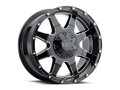 Black Rock Wheels Fury I Gloss Black Milled 6-Lug Wheel; 17x9; 12mm Offset (2024 Tacoma)