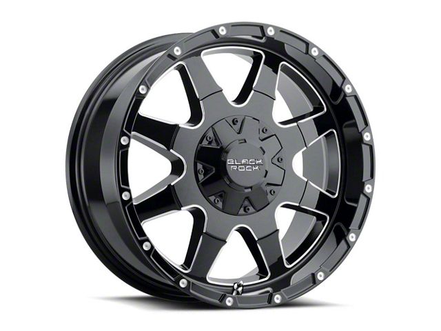 Black Rock Wheels Fury I Gloss Black Milled 6-Lug Wheel; 18x9; 12mm Offset (2024 Tacoma)