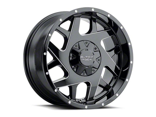 Black Rock Wheels Fury II Gloss Black Milled 6-Lug Wheel; 20x9; 12mm Offset (17-24 Titan)