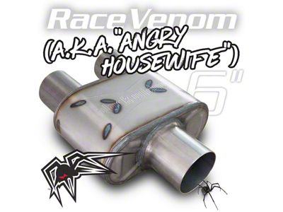 Black Widow Exhaust Angry Housewife Series Single/Dual Muffler; 3-Inch Inlet/2.50-Inch Outlet (Universal; Some Adaptation May Be Required)