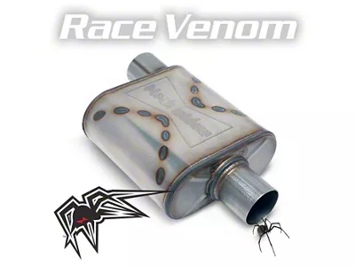 Black Widow Exhaust Race Venom Series Offset/Center Muffler; 2.50-Inch Inlet/2.50-Inch Outlet (Universal; Some Adaptation May Be Required)