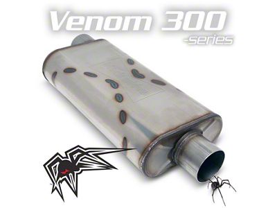 Black Widow Exhaust Venow 300 Series Offset/Center Muffler; 2.50-Inch Inlet/2.50-Inch Outlet (Universal; Some Adaptation May Be Required)