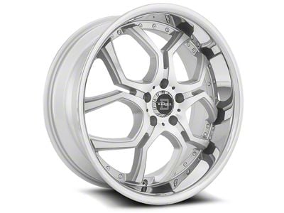 Blade Luxury BSL-477 Lazaro Silver Machined with Stainless Lip Wheel; 20x8.5; 35mm Offset (84-01 Jeep Cherokee XJ)