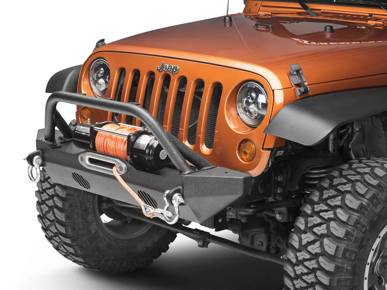 Body Armor 4x4 Jeep Wrangler Mid-Stubby Winch Front Bumper JK-19532 (07 ...