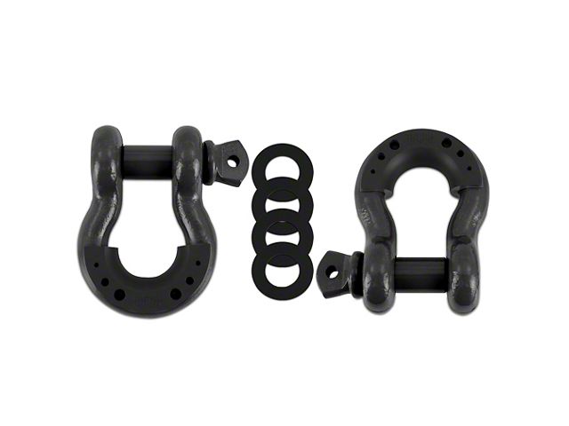 Borne Off-Road 3/4-Inch D-Ring Shackle Set; Black