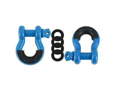 Borne Off-Road 3/4-Inch D-Ring Shackle Set; Blue