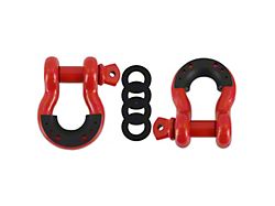 Borne Off-Road 3/4-Inch D-Ring Shackle Set; Red 