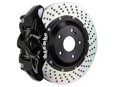 Brembo GT Series 4-Piston Rear Big Brake Kit with 15-Inch 2-Piece Cross Drilled Rotors; Black Calipers (18-21 Jeep Grand Cherokee WK2 Trackhawk)