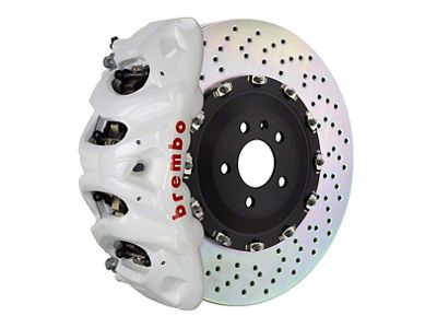 Brembo GT Series 4-Piston Rear Big Brake Kit with 15-Inch 2-Piece Cross Drilled Rotors; White Calipers (18-21 Jeep Grand Cherokee WK2 Trackhawk)