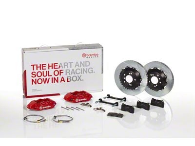 Brembo GT Series 4-Piston Rear Big Brake Kit with 15-Inch 2-Piece Type 1 Slotted Rotors; Red Calipers (11-21 Jeep Grand Cherokee WK2, Excluding SRT, SRT8 & Trackhawk)