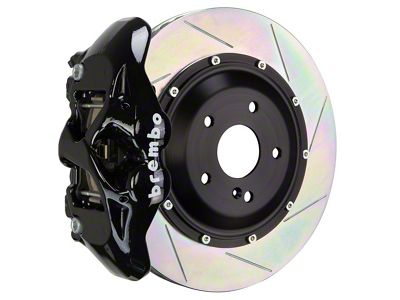 Brembo GT Series 4-Piston Rear Big Brake Kit with 15-Inch 2-Piece Type 1 Slotted Rotors; Black Calipers (18-21 Jeep Grand Cherokee WK2 Trackhawk)